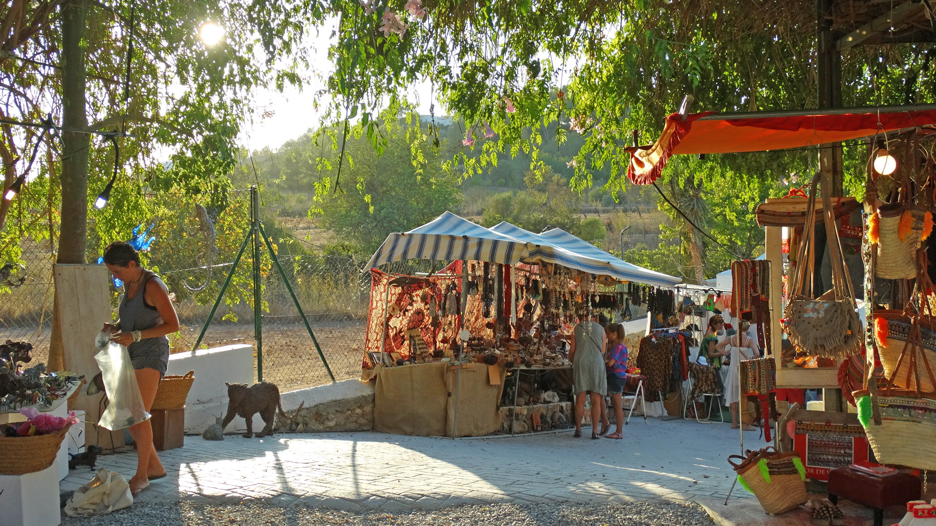 Colourful hippie market stalls in Ibiza